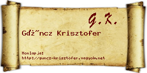 Güncz Krisztofer névjegykártya